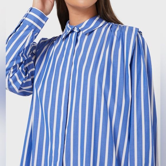 Mango Cotton Striped Shirt Dress New Oversized - Picture 5 of 7